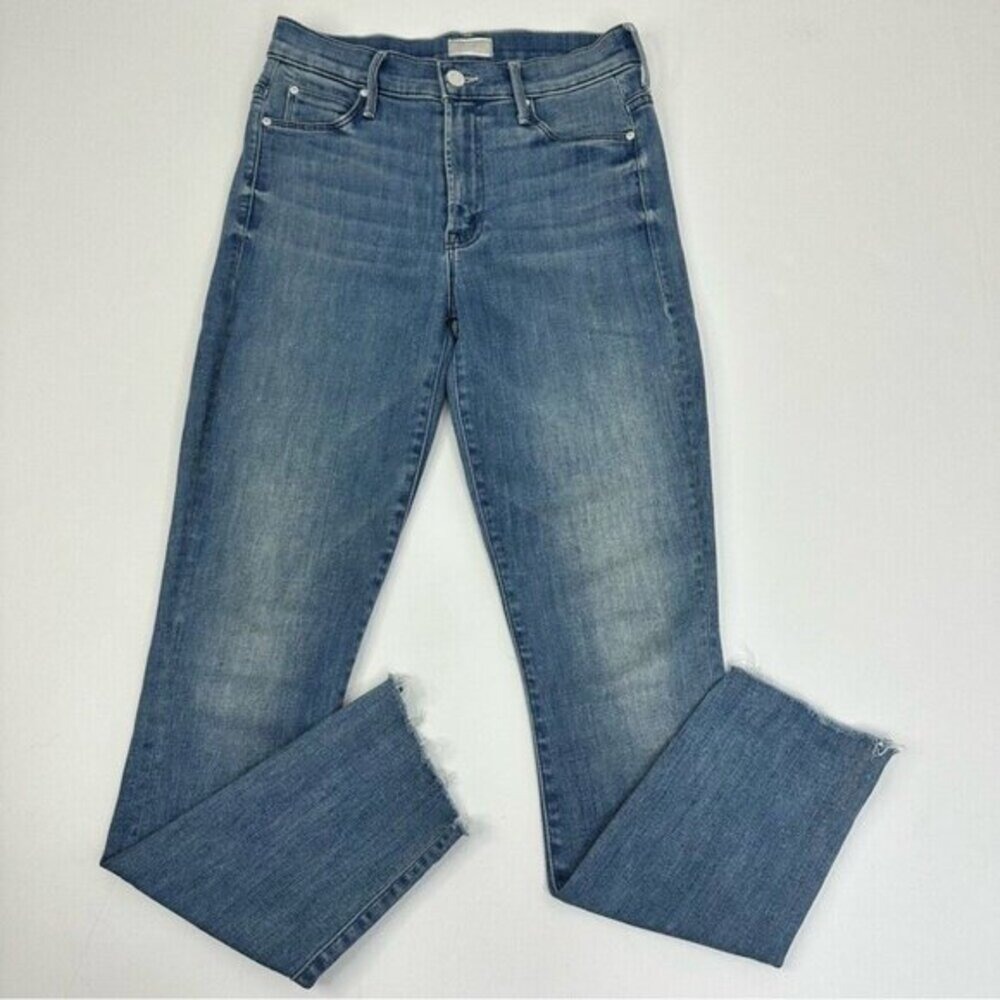 Mother Womens Stunner Zip‎ Ankle Step Fray Jeans Good Girls Do Blue High Rise 24